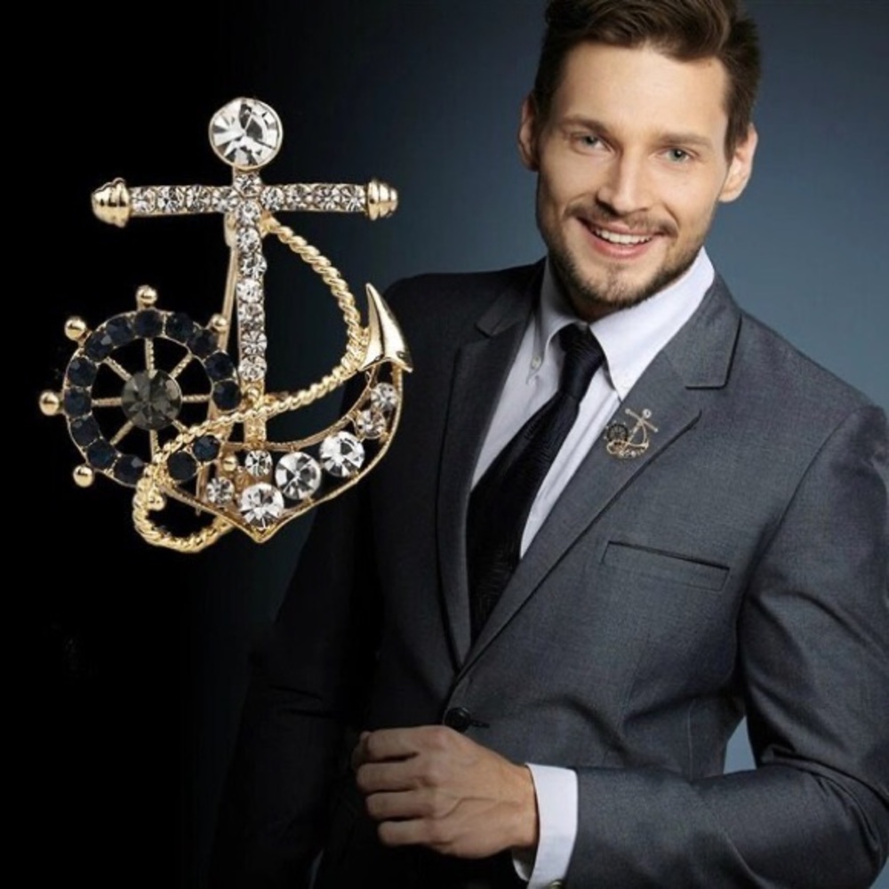 Naval Rudder Anchor Brooch